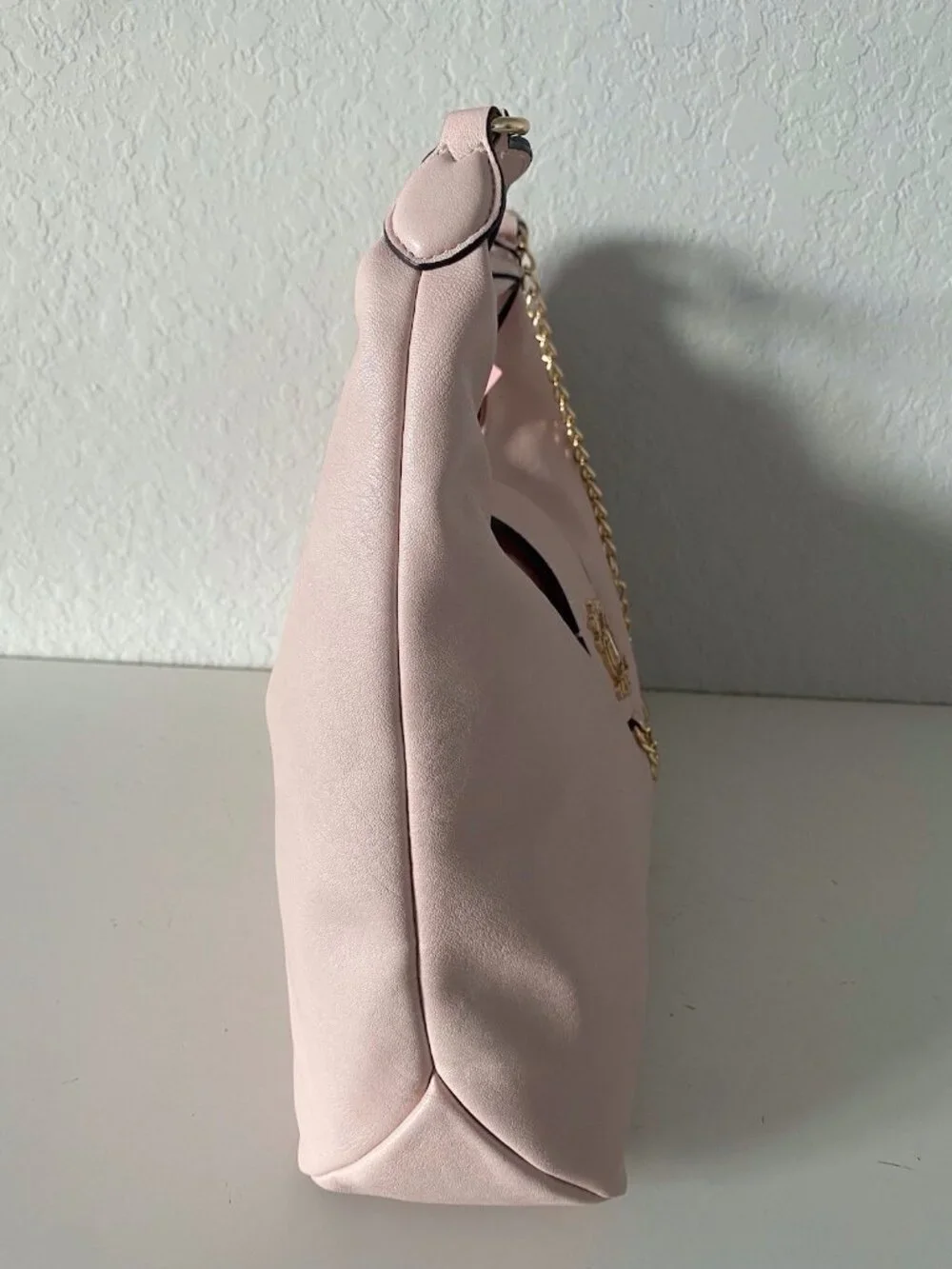 Juicy Couture Juicy Royal Crest Hobo Shoulder Bag Pink Clay W/Chain J Charm NEW